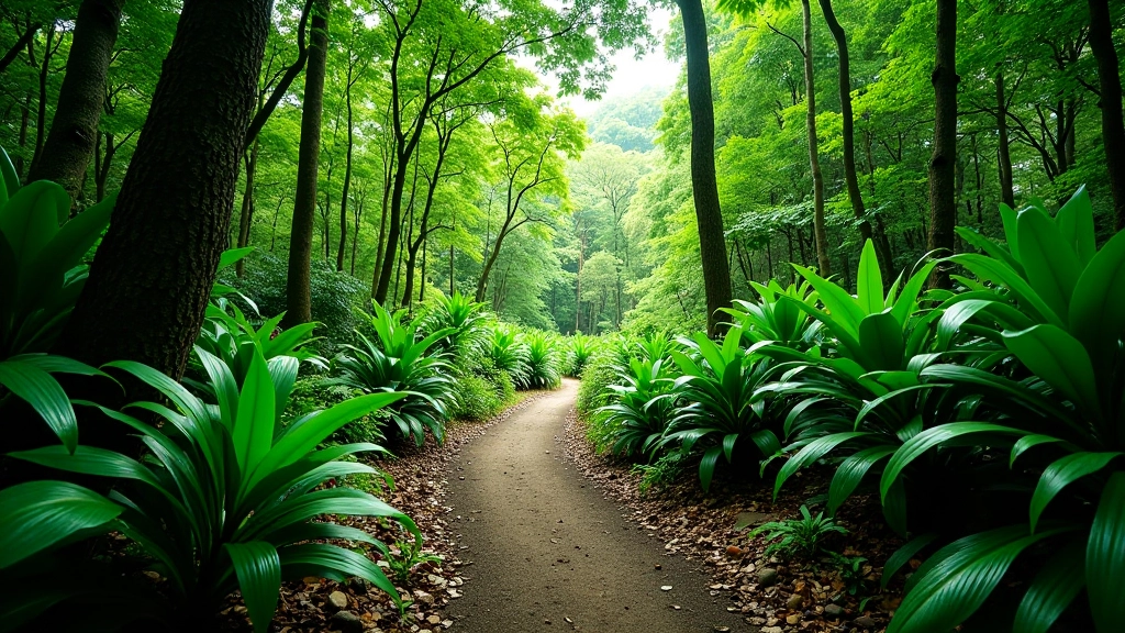 Bosque tropical con sendero ceremonial